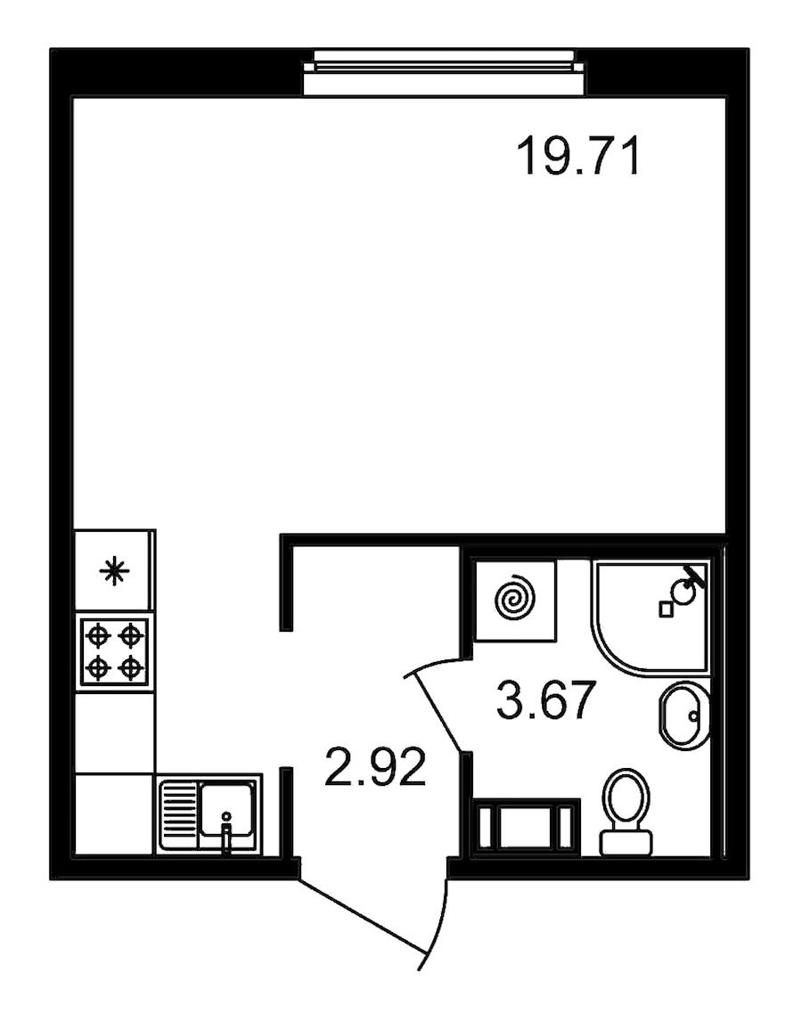Квартира студия 26.3 м², 2/15 эт., ЖК «Новые горизонты»